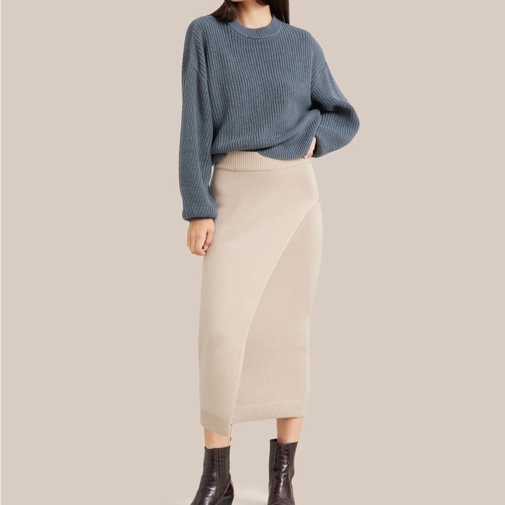 Faux Wrap Midi Skirt
